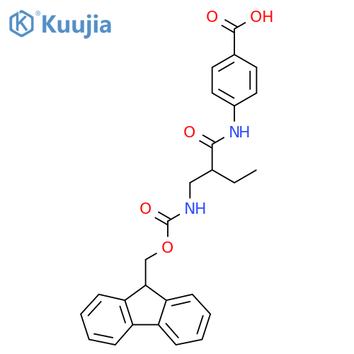 4-{2-({(9H-fluoren-9-yl)methoxycarbonyl}amino)methylbutanamido}benzoic acid structure