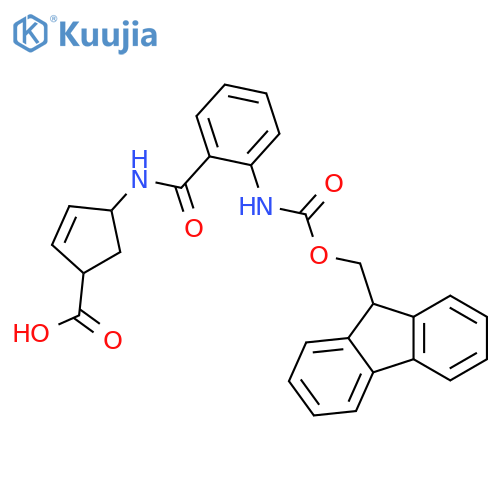 4-2-({(9H-fluoren-9-yl)methoxycarbonyl}amino)benzamidocyclopent-2-ene-1-carboxylic acid structure