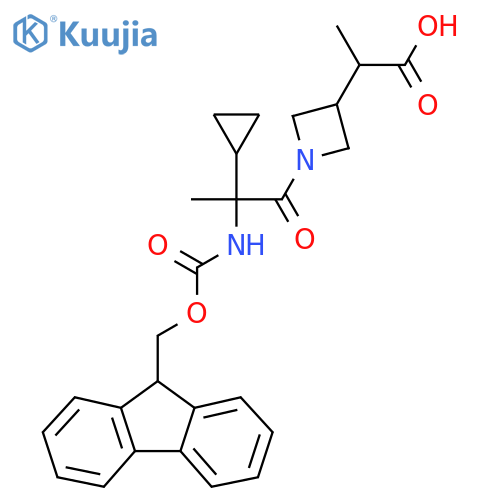 2-{1-2-cyclopropyl-2-({(9H-fluoren-9-yl)methoxycarbonyl}amino)propanoylazetidin-3-yl}propanoic acid structure
