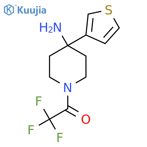 1-4-amino-4-(thiophen-3-yl)piperidin-1-yl-2,2,2-trifluoroethan-1-one structure