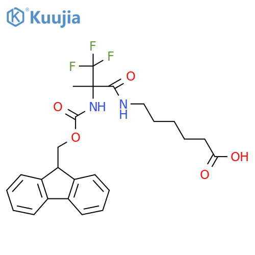 6-2-({(9H-fluoren-9-yl)methoxycarbonyl}amino)-3,3,3-trifluoro-2-methylpropanamidohexanoic acid structure