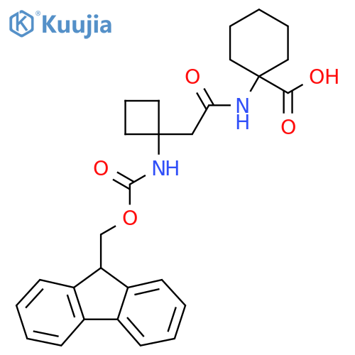 1-{2-1-({(9H-fluoren-9-yl)methoxycarbonyl}amino)cyclobutylacetamido}cyclohexane-1-carboxylic acid structure