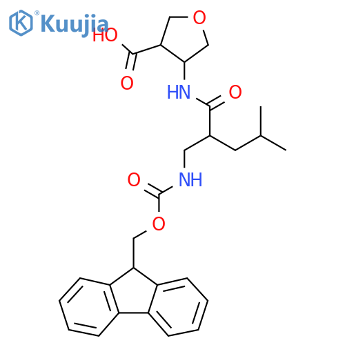 4-{2-({(9H-fluoren-9-yl)methoxycarbonyl}amino)methyl-4-methylpentanamido}oxolane-3-carboxylic acid structure
