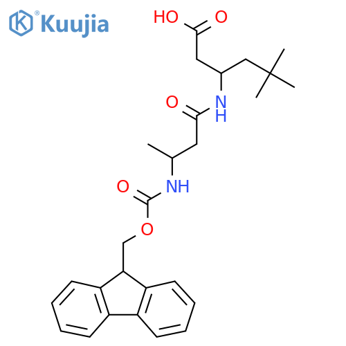 3-3-({(9H-fluoren-9-yl)methoxycarbonyl}amino)butanamido-5,5-dimethylhexanoic acid structure