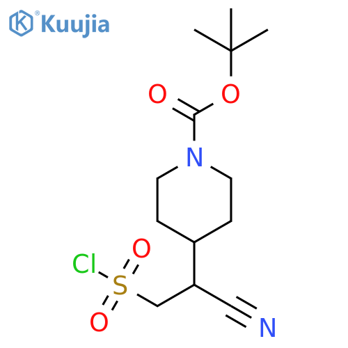 tert-butyl 4-2-(chlorosulfonyl)-1-cyanoethylpiperidine-1-carboxylate structure