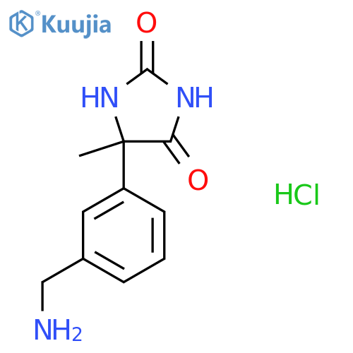 5-3-(aminomethyl)phenyl-5-methylimidazolidine-2,4-dione hydrochloride structure