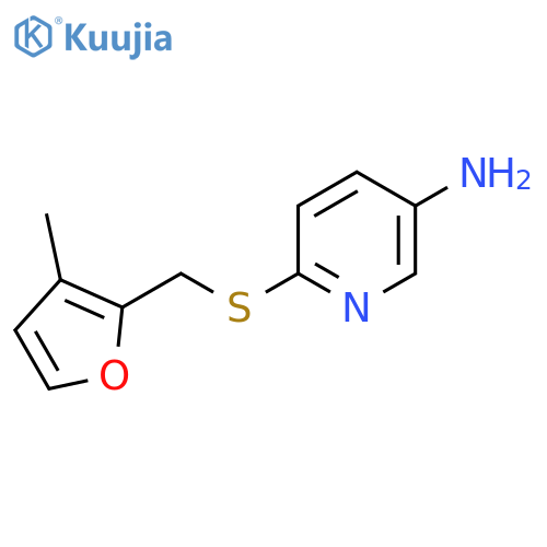 6-{(3-methylfuran-2-yl)methylsulfanyl}pyridin-3-amine structure