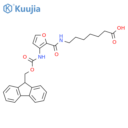 7-{3-({(9H-fluoren-9-yl)methoxycarbonyl}amino)furan-2-ylformamido}heptanoic acid structure