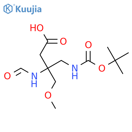4-{(tert-butoxy)carbonylamino}-3-formamido-3-(methoxymethyl)butanoic acid structure