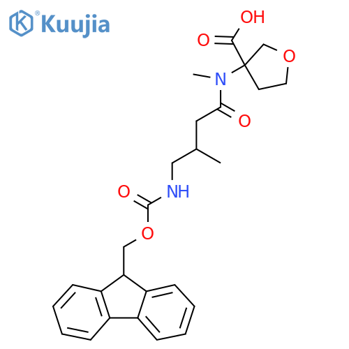 3-4-({(9H-fluoren-9-yl)methoxycarbonyl}amino)-N,3-dimethylbutanamidooxolane-3-carboxylic acid structure