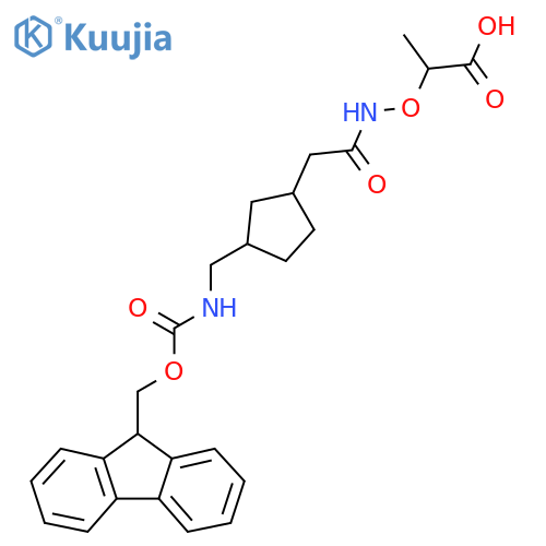 2-(2-{3-({(9H-fluoren-9-yl)methoxycarbonyl}amino)methylcyclopentyl}acetamido)oxypropanoic acid structure