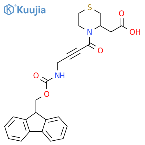 2-{4-4-({(9H-fluoren-9-yl)methoxycarbonyl}amino)but-2-ynoylthiomorpholin-3-yl}acetic acid structure