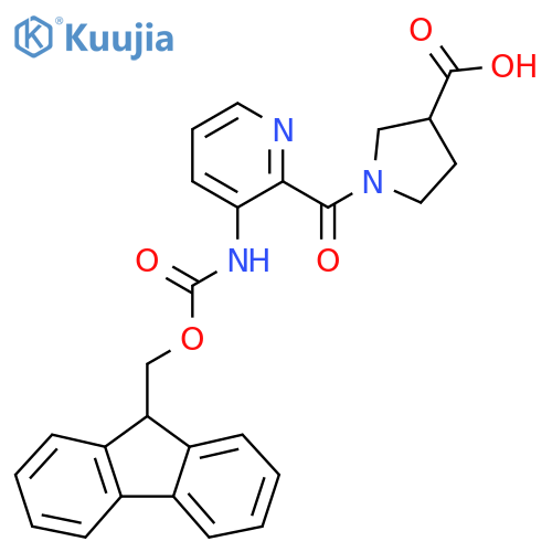 1-3-({(9H-fluoren-9-yl)methoxycarbonyl}amino)pyridine-2-carbonylpyrrolidine-3-carboxylic acid structure