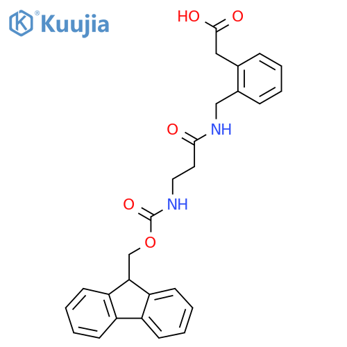 2-(2-{3-({(9H-fluoren-9-yl)methoxycarbonyl}amino)propanamidomethyl}phenyl)acetic acid structure