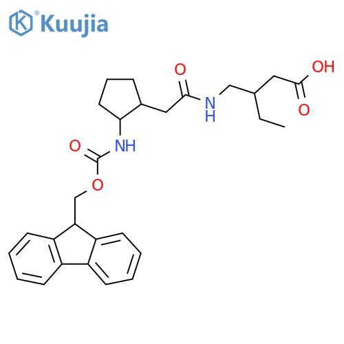 3-({2-2-({(9H-fluoren-9-yl)methoxycarbonyl}amino)cyclopentylacetamido}methyl)pentanoic acid structure
