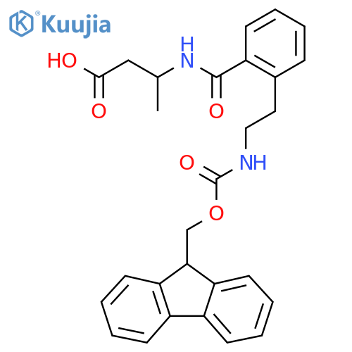 3-({2-2-({(9H-fluoren-9-yl)methoxycarbonyl}amino)ethylphenyl}formamido)butanoic acid structure