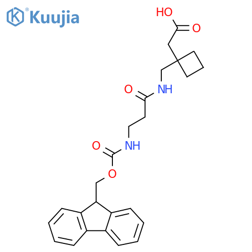 2-(1-{3-({(9H-fluoren-9-yl)methoxycarbonyl}amino)propanamidomethyl}cyclobutyl)acetic acid structure