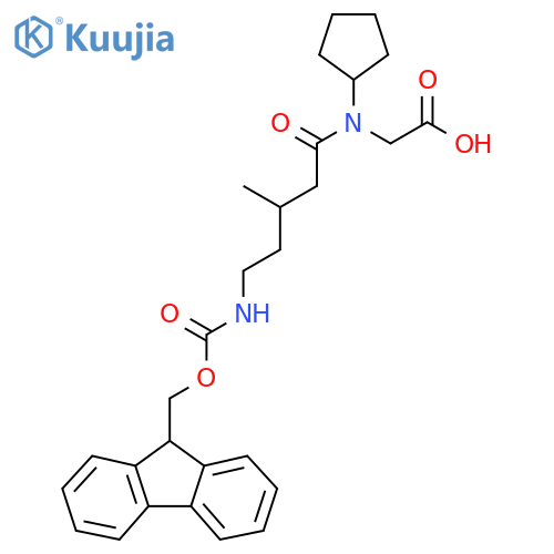 2-N-cyclopentyl-5-({(9H-fluoren-9-yl)methoxycarbonyl}amino)-3-methylpentanamidoacetic acid structure