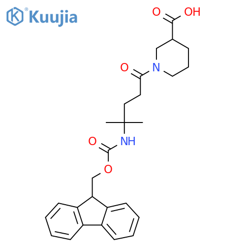 1-4-({(9H-fluoren-9-yl)methoxycarbonyl}amino)-4-methylpentanoylpiperidine-3-carboxylic acid structure