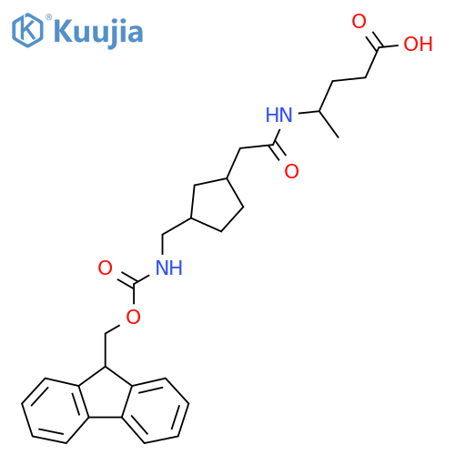 4-(2-{3-({(9H-fluoren-9-yl)methoxycarbonyl}amino)methylcyclopentyl}acetamido)pentanoic acid structure