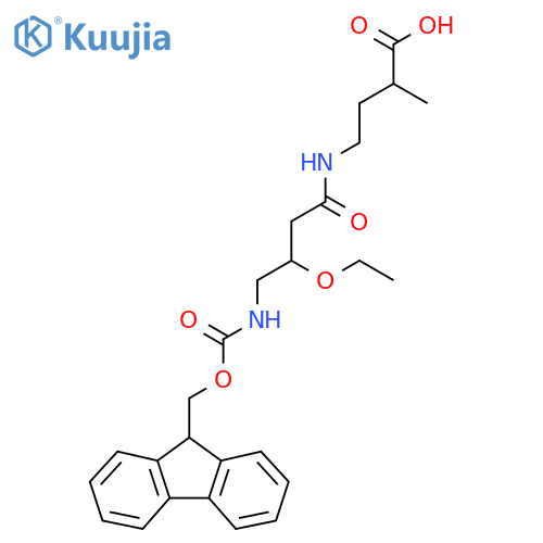 4-3-ethoxy-4-({(9H-fluoren-9-yl)methoxycarbonyl}amino)butanamido-2-methylbutanoic acid structure