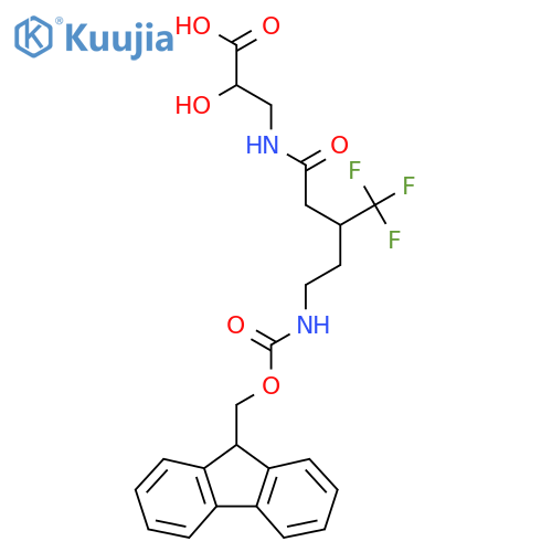 3-5-({(9H-fluoren-9-yl)methoxycarbonyl}amino)-3-(trifluoromethyl)pentanamido-2-hydroxypropanoic acid structure