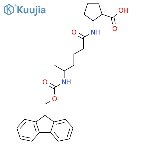 2-5-({(9H-fluoren-9-yl)methoxycarbonyl}amino)hexanamidocyclopentane-1-carboxylic acid structure