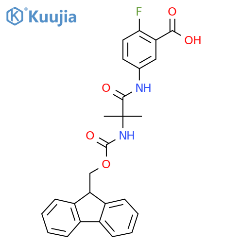 5-2-({(9H-fluoren-9-yl)methoxycarbonyl}amino)-2-methylpropanamido-2-fluorobenzoic acid structure