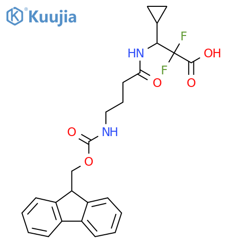 3-cyclopropyl-3-4-({(9H-fluoren-9-yl)methoxycarbonyl}amino)butanamido-2,2-difluoropropanoic acid structure