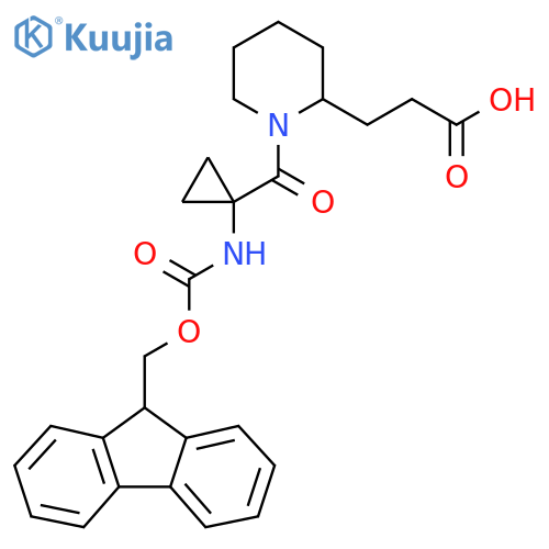 3-{1-1-({(9H-fluoren-9-yl)methoxycarbonyl}amino)cyclopropanecarbonylpiperidin-2-yl}propanoic acid structure