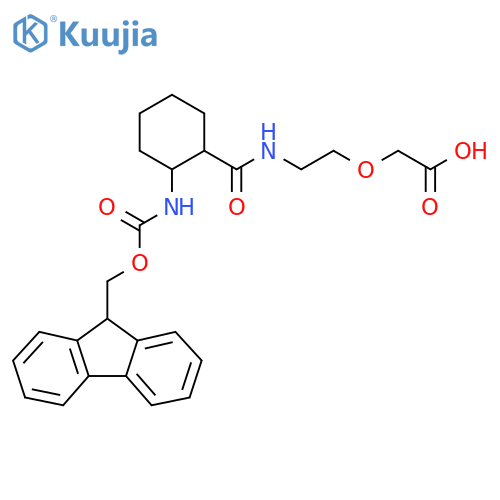 2-(2-{2-({(9H-fluoren-9-yl)methoxycarbonyl}amino)cyclohexylformamido}ethoxy)acetic acid structure