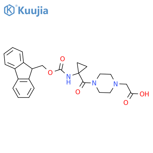 2-{4-1-({(9H-fluoren-9-yl)methoxycarbonyl}amino)cyclopropanecarbonylpiperazin-1-yl}acetic acid structure