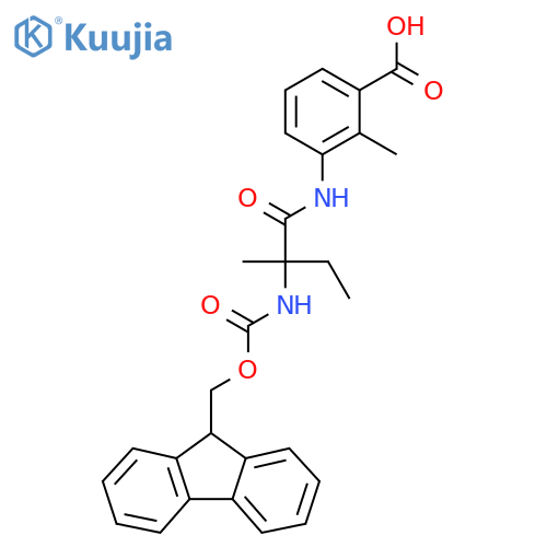 3-2-({(9H-fluoren-9-yl)methoxycarbonyl}amino)-2-methylbutanamido-2-methylbenzoic acid structure