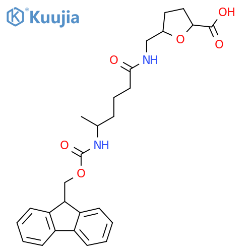 5-{5-({(9H-fluoren-9-yl)methoxycarbonyl}amino)hexanamidomethyl}oxolane-2-carboxylic acid structure