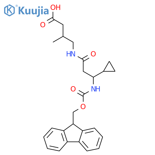 4-3-cyclopropyl-3-({(9H-fluoren-9-yl)methoxycarbonyl}amino)propanamido-3-methylbutanoic acid structure
