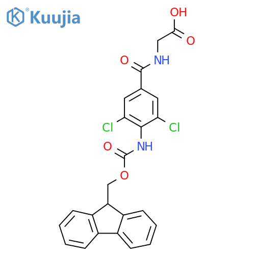2-{3,5-dichloro-4-({(9H-fluoren-9-yl)methoxycarbonyl}amino)phenylformamido}acetic acid structure