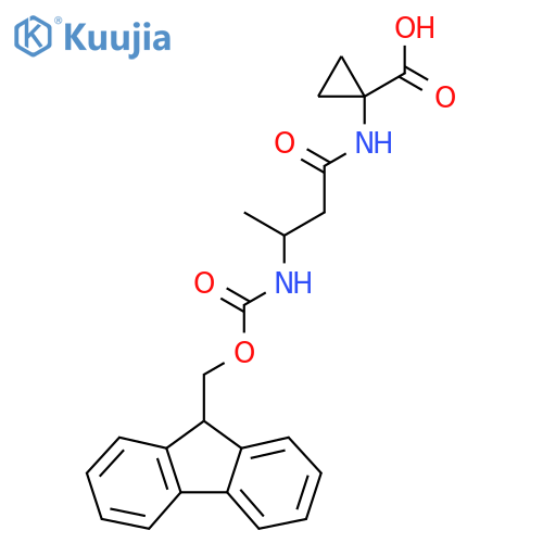 1-3-({(9H-fluoren-9-yl)methoxycarbonyl}amino)butanamidocyclopropane-1-carboxylic acid structure