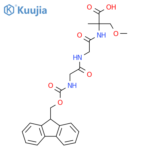 2-{2-2-({(9H-fluoren-9-yl)methoxycarbonyl}amino)acetamidoacetamido}-3-methoxy-2-methylpropanoic acid structure