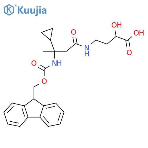 4-3-cyclopropyl-3-({(9H-fluoren-9-yl)methoxycarbonyl}amino)butanamido-2-hydroxybutanoic acid structure