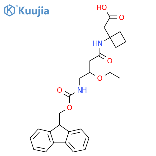 2-{1-3-ethoxy-4-({(9H-fluoren-9-yl)methoxycarbonyl}amino)butanamidocyclobutyl}acetic acid structure