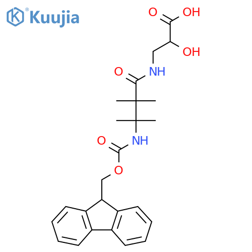 3-3-({(9H-fluoren-9-yl)methoxycarbonyl}amino)-2,2,3-trimethylbutanamido-2-hydroxypropanoic acid structure