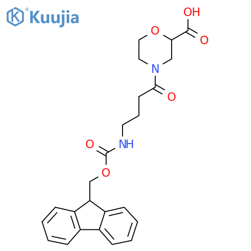 4-4-({(9H-fluoren-9-yl)methoxycarbonyl}amino)butanoylmorpholine-2-carboxylic acid structure