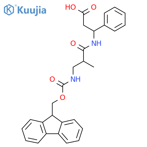 3-3-({(9H-fluoren-9-yl)methoxycarbonyl}amino)-2-methylpropanamido-3-phenylpropanoic acid structure