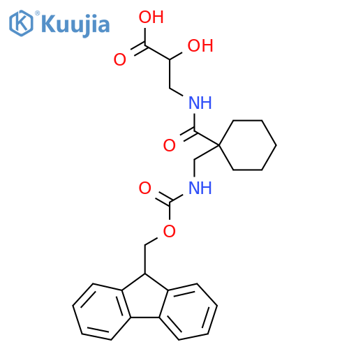 3-({1-({(9H-fluoren-9-yl)methoxycarbonyl}amino)methylcyclohexyl}formamido)-2-hydroxypropanoic acid structure