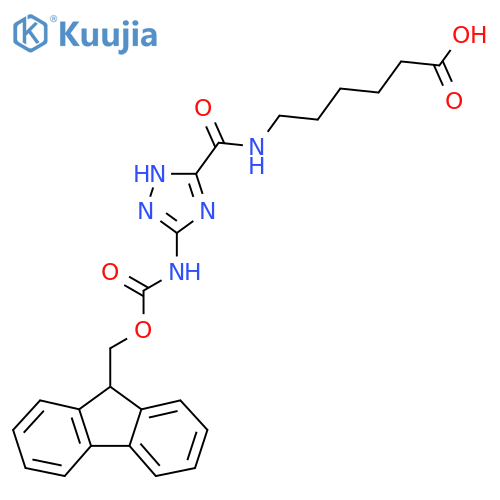 6-{5-({(9H-fluoren-9-yl)methoxycarbonyl}amino)-1H-1,2,4-triazol-3-ylformamido}hexanoic acid structure