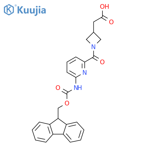 2-{1-6-({(9H-fluoren-9-yl)methoxycarbonyl}amino)pyridine-2-carbonylazetidin-3-yl}acetic acid structure