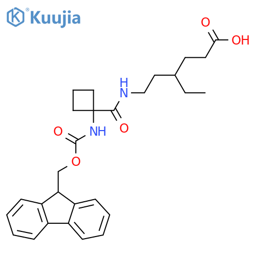 4-ethyl-6-{1-({(9H-fluoren-9-yl)methoxycarbonyl}amino)cyclobutylformamido}hexanoic acid structure