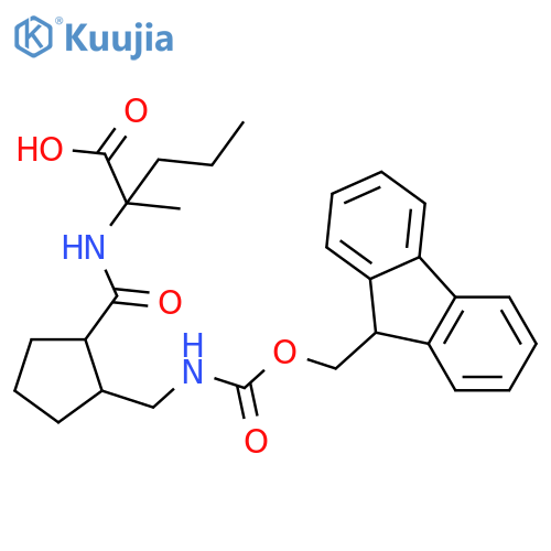 2-({2-({(9H-fluoren-9-yl)methoxycarbonyl}amino)methylcyclopentyl}formamido)-2-methylpentanoic acid structure