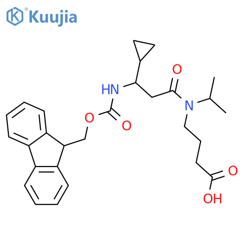 4-3-cyclopropyl-3-({(9H-fluoren-9-yl)methoxycarbonyl}amino)-N-(propan-2-yl)propanamidobutanoic acid structure