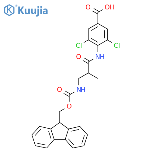 3,5-dichloro-4-3-({(9H-fluoren-9-yl)methoxycarbonyl}amino)-2-methylpropanamidobenzoic acid structure